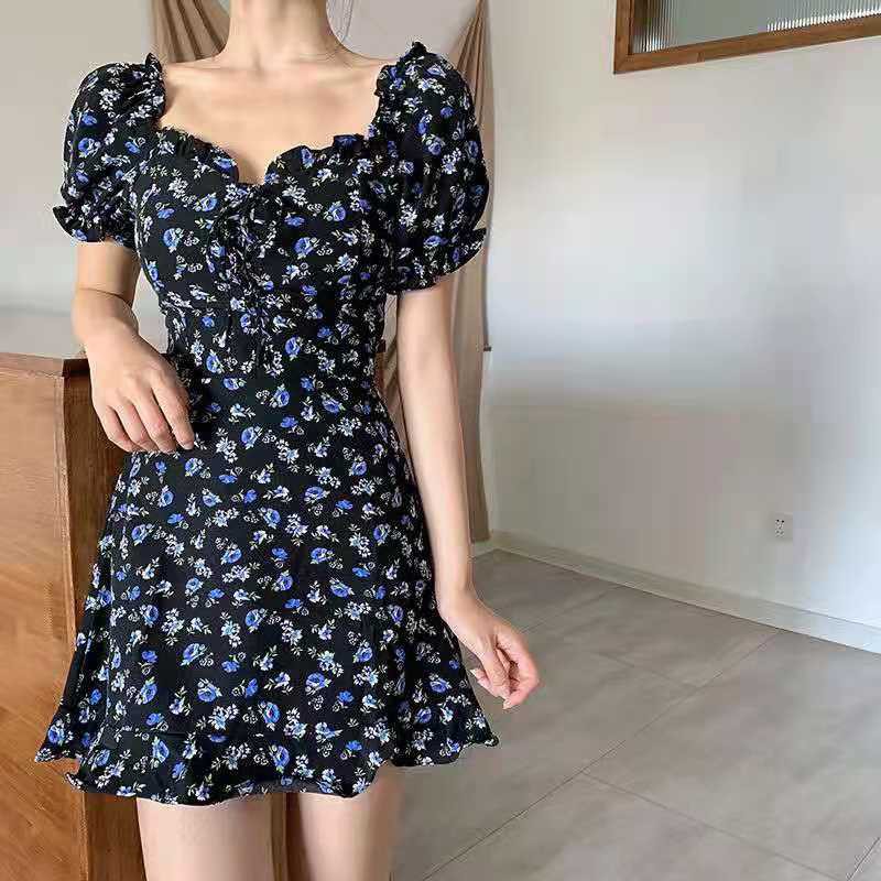 IMAODOU Đầm họa tiết hoa plycodon phong cách Hàn Quốc thời trang mùa hè cho nữ