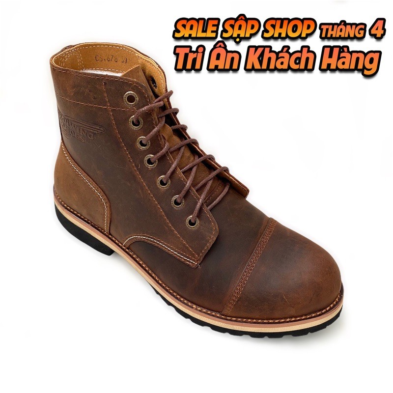 [Mã LTP200 giảm 200K đơn 699K] Giày Boot cao cổ giày da nam TEFOSS HN678 size 38-44 da bò thật cao cấp