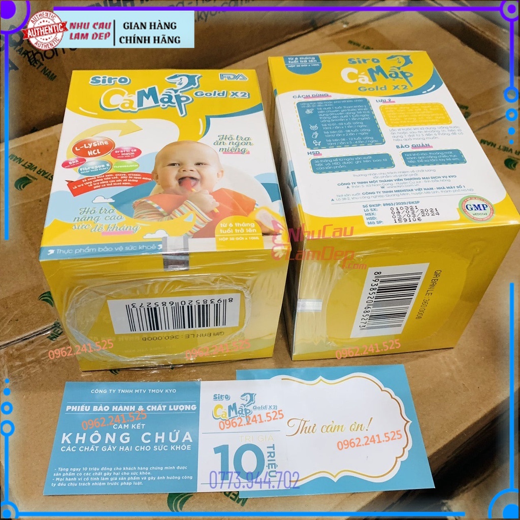 (Mẫu Mới, Date Xa) Siro Ăn Ngon Cá Mập Gold X2 Baby Shark - Hộp 30gói
