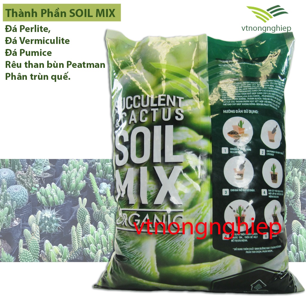 Giá thể trồng sen đá Soil Mix cao cấp, đơn 0.5kg-1kg, đất trồng sen đá, xương rồng, kích rễ, tăng trưởng