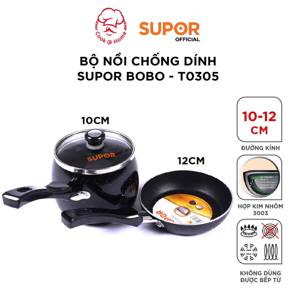 Bộ nồi chống dính Supor Bobo mini T0305