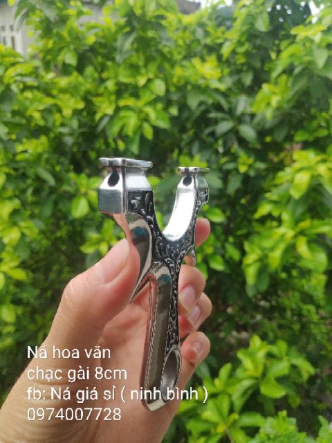 Ná hoa văn inox chạc 8cm tặng  2 thun