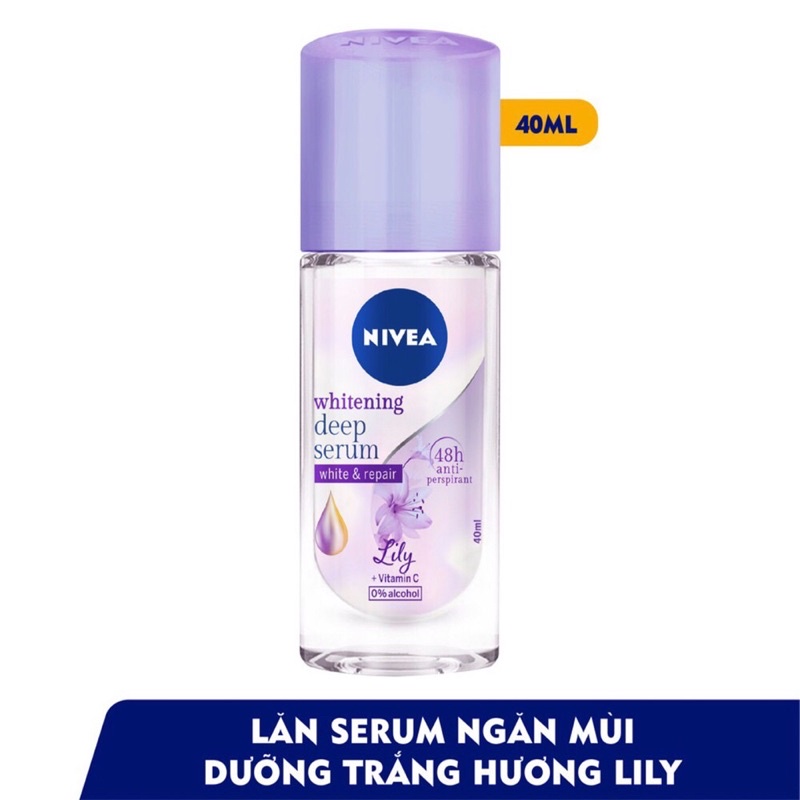 Bộ Đôi Xịt và Lăn Ngăn Mùi Nivea Whitening Deep Serum hương hoa (150ml+40ml)