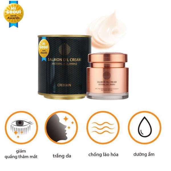 Kem Dưỡng Ẩm, Làm Trắng Da, Chống Lão Hóa Từ Dầu Và Trứng Cá Hồi CRE8SKIN Salmon Oil Cream 80g