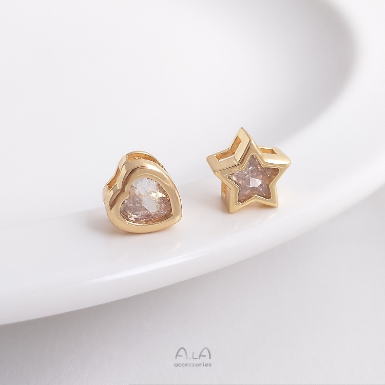 Mặt Dây Chuyền Hình Ngôi Sao Năm Cánh Bằng Đồng Đính Đá Zircon 14K diy