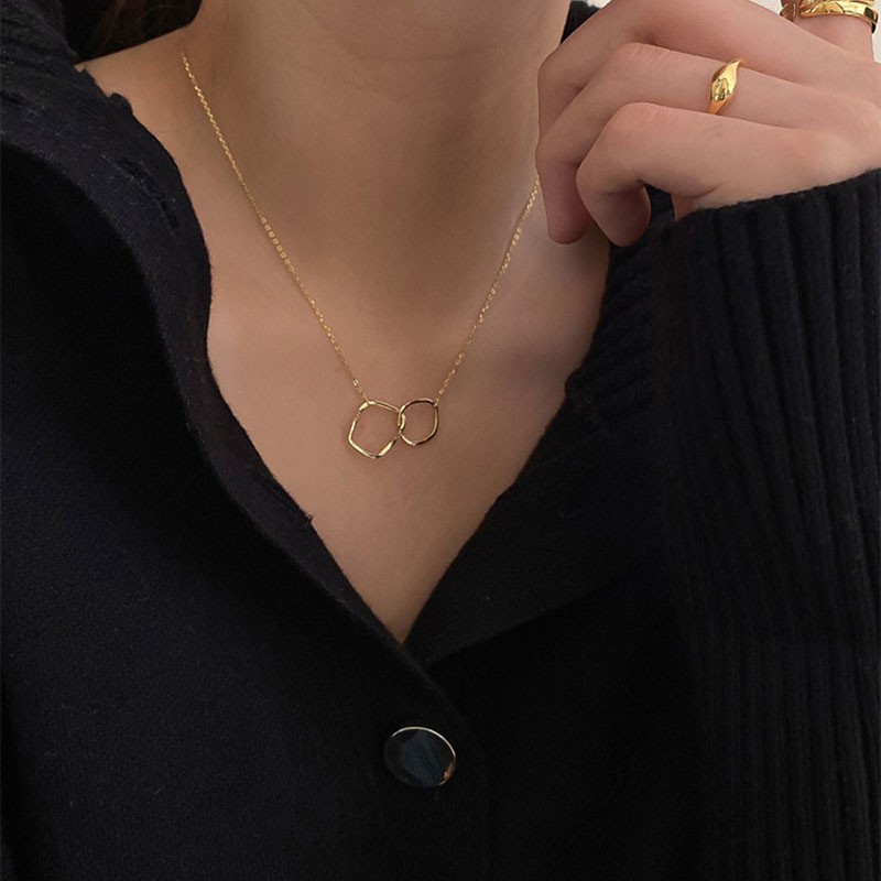 Dây chuyền hai mặt thiết kế đơn giản phong cách Hàn Quốc