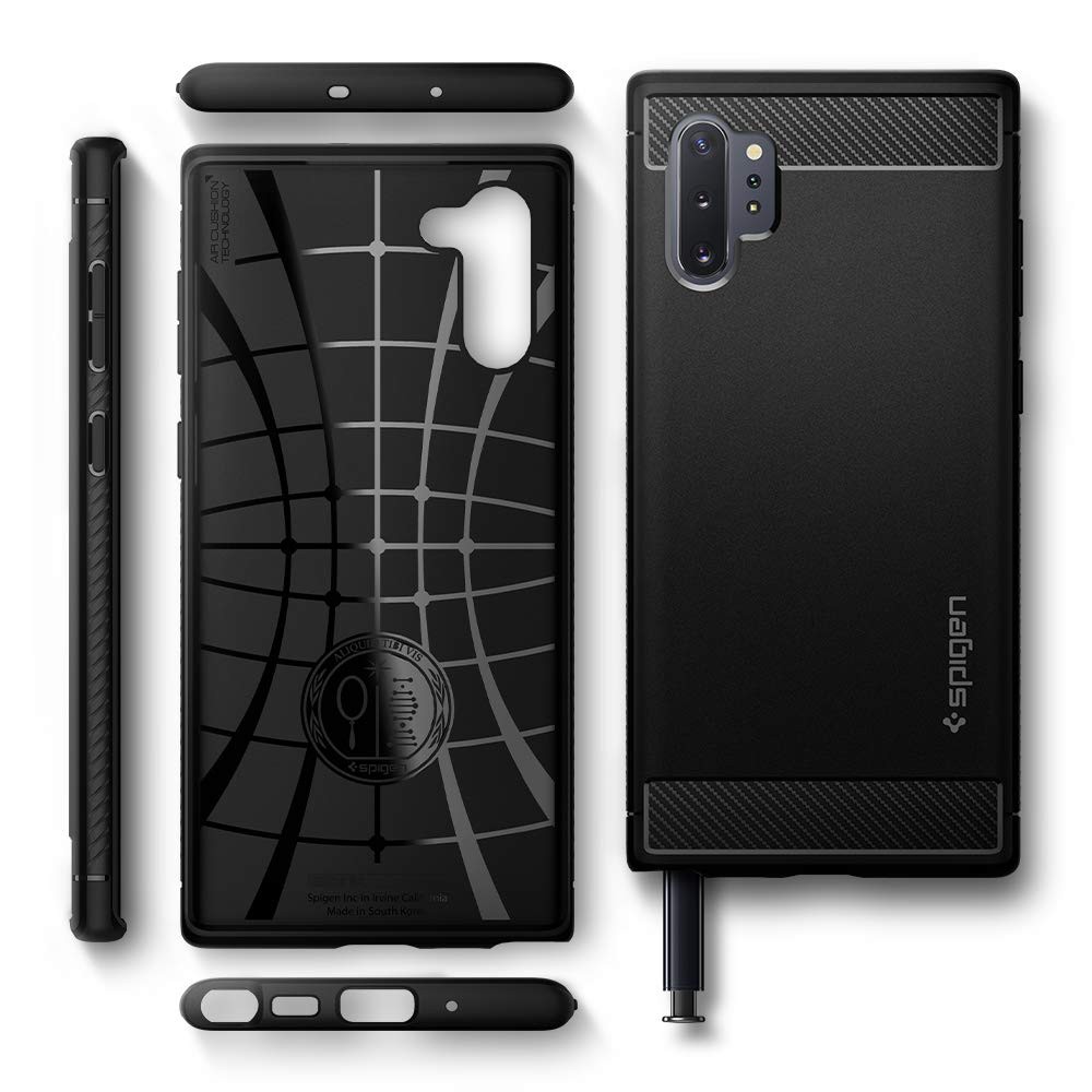 Ốp lưng Samsung Note 10 / Note 10 Plus Spigen Rugged Armor - Hàng Chính Hãng.