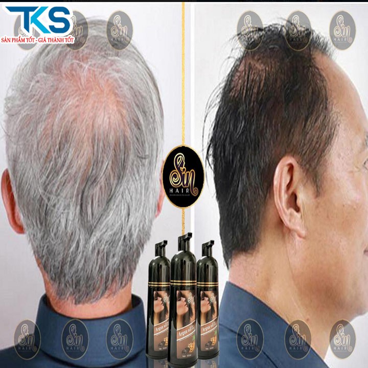 Dầu gội đầu thảo dược nhân sâm Sin Hair nhuộm tóc Đen/Nâu giúp phủ kín tóc bạc cho người già