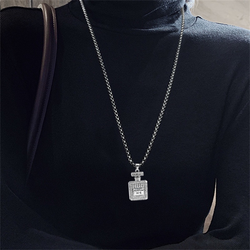Dây Chuyền Thời Trang Phong Cách Hip Hop Hàn Quốc Cho Nữ 1 không. Dây Chuyền Mặt Hình Lọ Nước Hoa Đính Đá 5 Màu F724