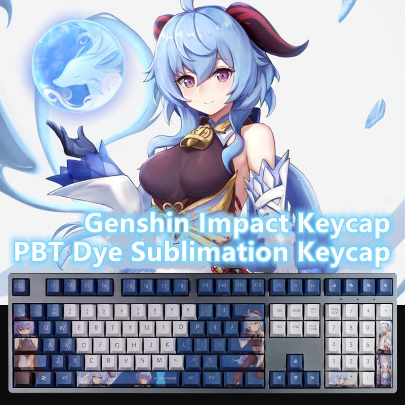 Genshin Impact Keycap Cherry Profile Ganyu Theme Keycap Anime PBT Dye Thăng hoa Bàn phím cơ Keycap 108 Phím