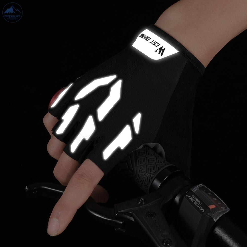 Găng Tay Hở Ngón Thấm Hút Thoáng Khí Chống Sốc Khi Đi Xe Đạp