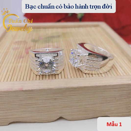 Nhẫn Bạc Nam ⚡SALE SỐC⚡ Nhẫn Nam Đính Đá Cá Tính, Mẫu Mới Nhất Nhất TC001