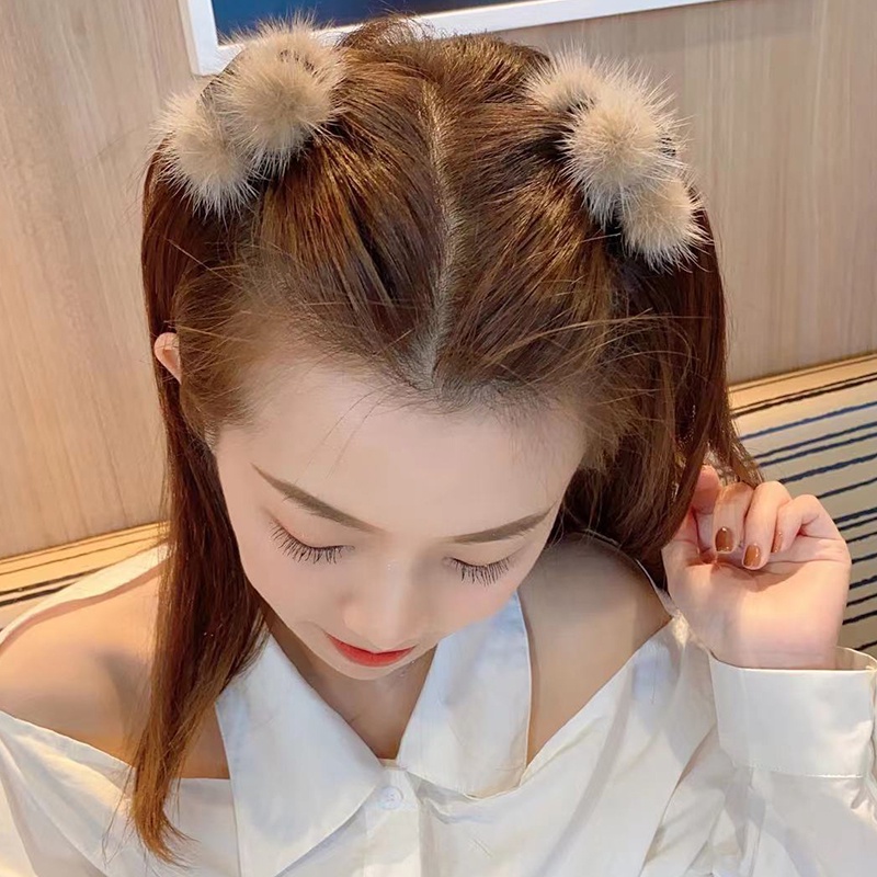 Kẹp Tóc Mái Đính Bóng Lông Dễ Thương Cho Nữ