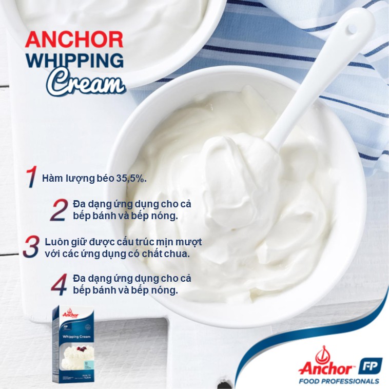 Kem sữa tươi Whipping Cream Anchor 1 lít