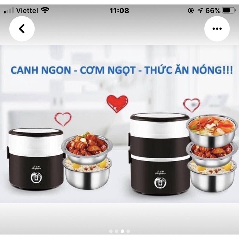 Hộp cơm cắm điện inox 3 ngăn