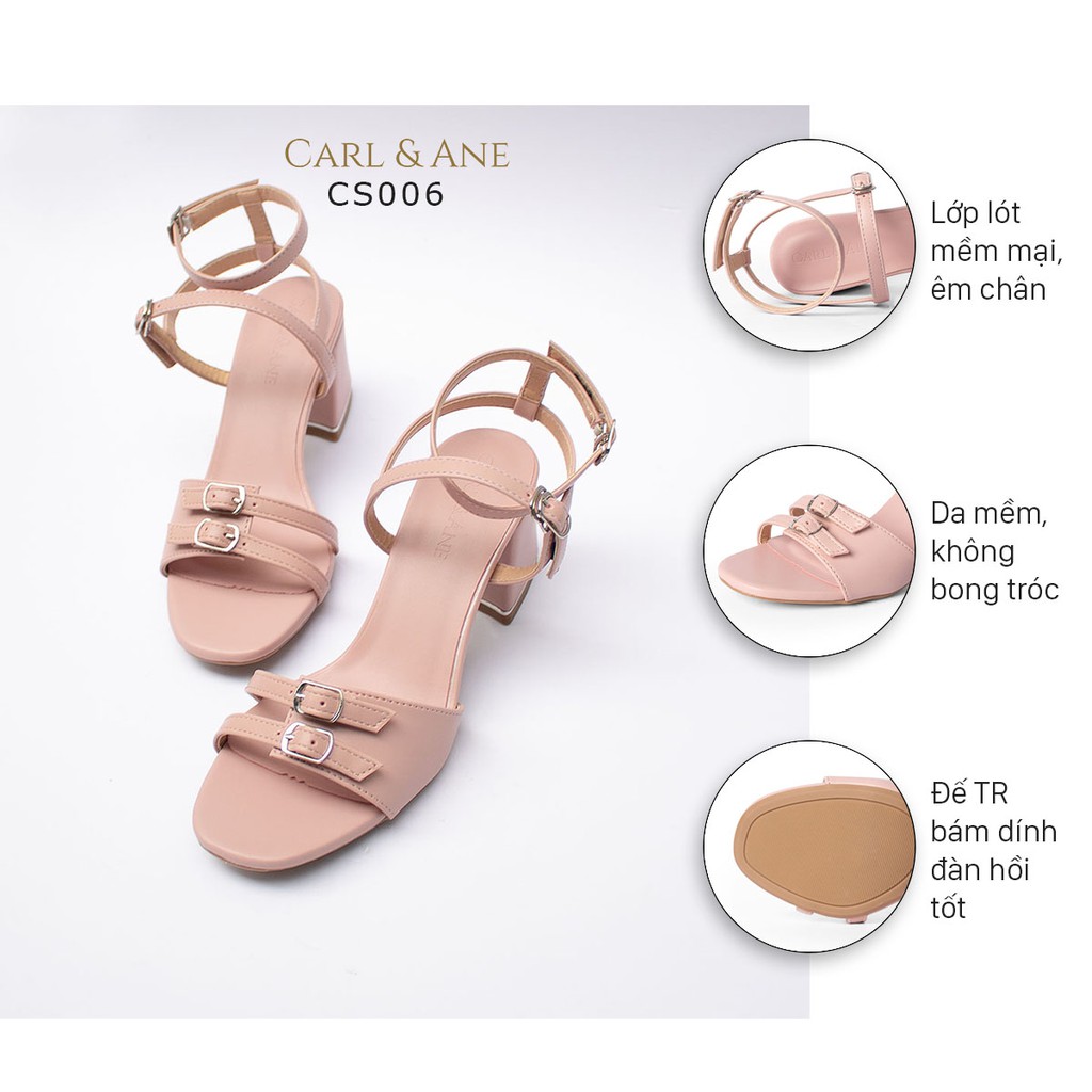 Carl & Ane - Giày sandal nữ quai ngang mảnh cao 6cm màu hồng _ CS006