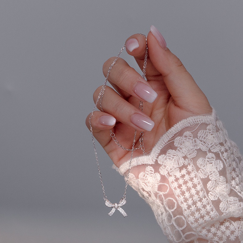 Dây chuyền nữ bạc ta Evasilver, mặt hình lơ xinh xắn, vòng cổ bạc đính đá sang trọng