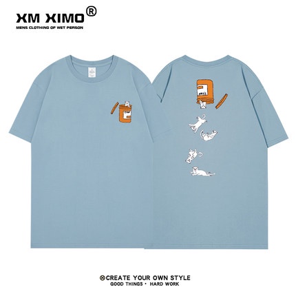 Áo thun XM XIMO ngắn tay in hình "Mèo Hộp" áo phông