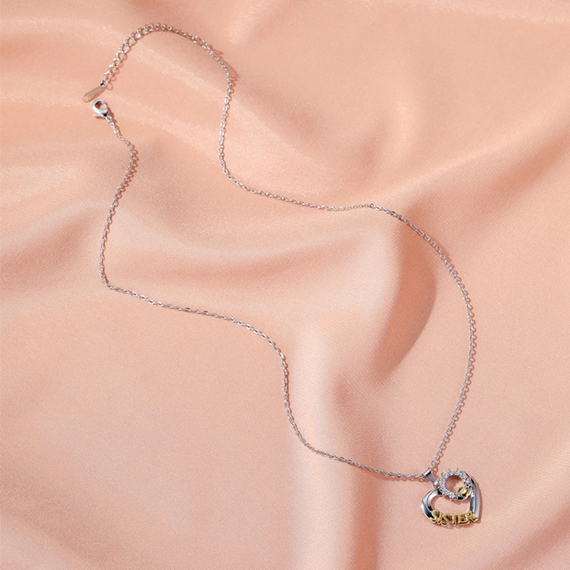 Vòng cổ Mặt Kim Loại Khắc Chữ Sister Đính Đá Thời Trang