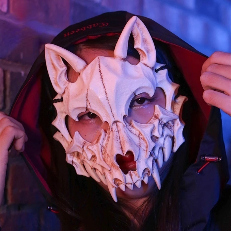 Mặt Nạ Hóa Trang Halloween Hình Đầu Lâu Hổ Độc Đáo