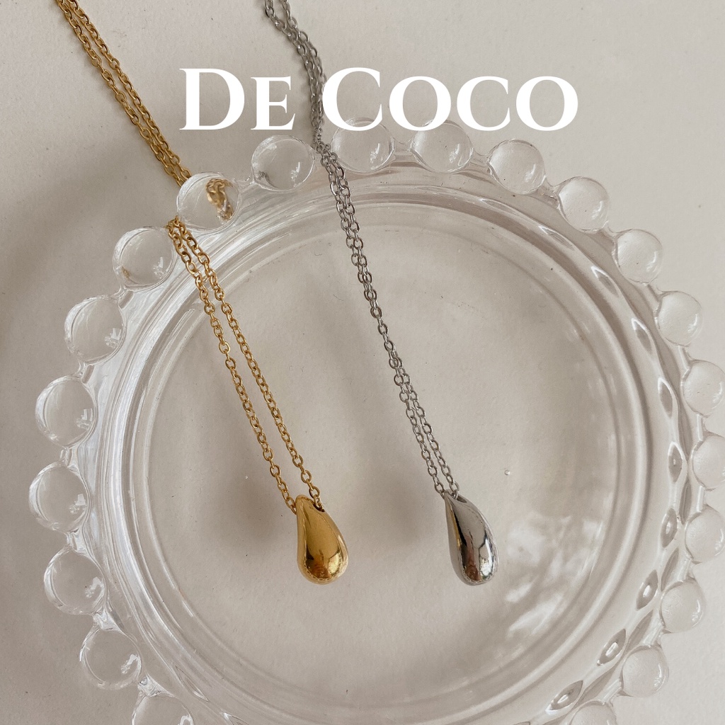 Vòng cổ titan mạ vàng 14k, dây chuyền nữ giọt nước Drops decoco.accessories