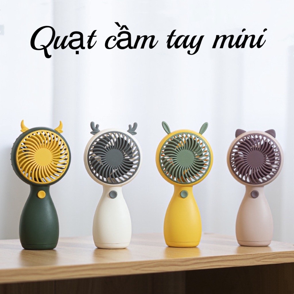 quạt mini tích điện cầm tay tặng kèm dây cao su