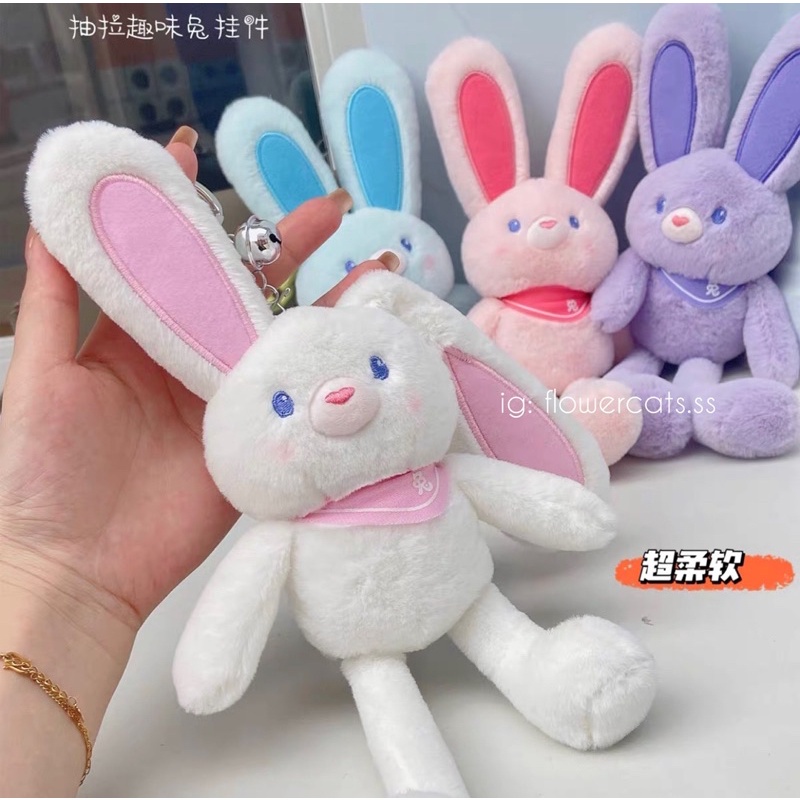 Đôi tai có thể cử động!Búp Bê Nhồi Bông Hình Thỏ Tai Dài Có Thể Kéo Chân Dùng Làm Quà Tặng Sinh Nhật Cho Bé