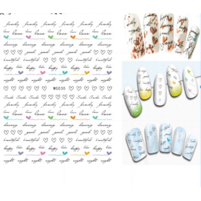 Sticker Nail Hình Chữ Dán Móng Tay Họa Tiết Mới Đẹp