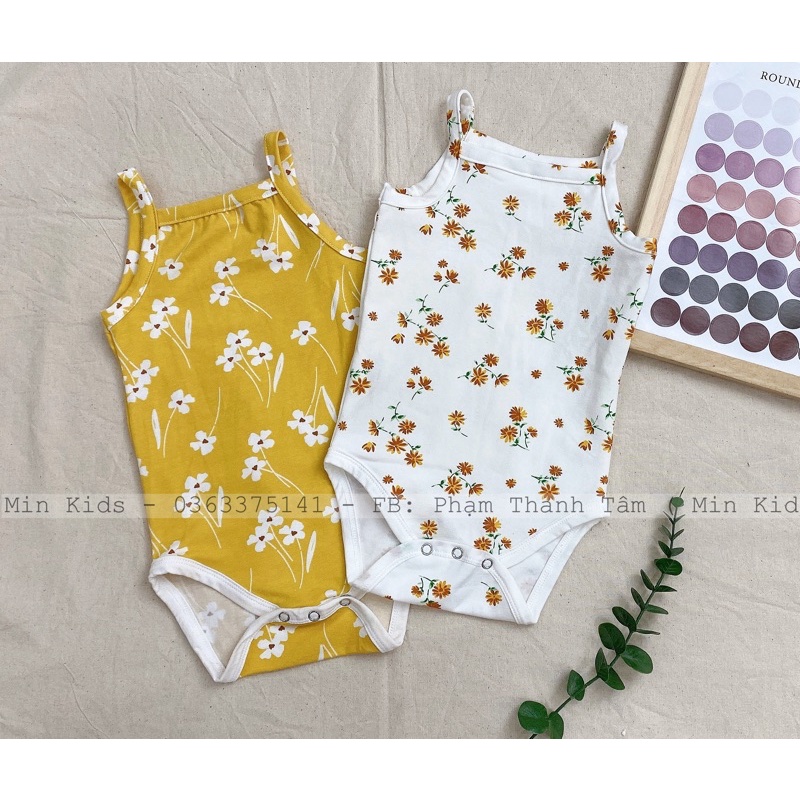 Bodysuit 2 dây vải cotton cho bé gái