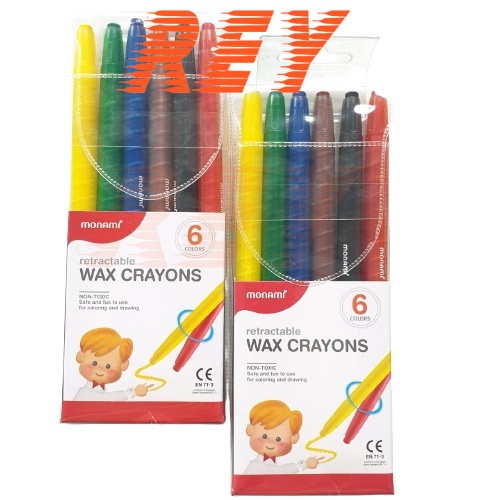 [Giao hoả tốc] Vỉ 6 cây bút sáp vặn Hàn Quốc Monami RWC-6C Retractable wax crayons an toàn chính hãng