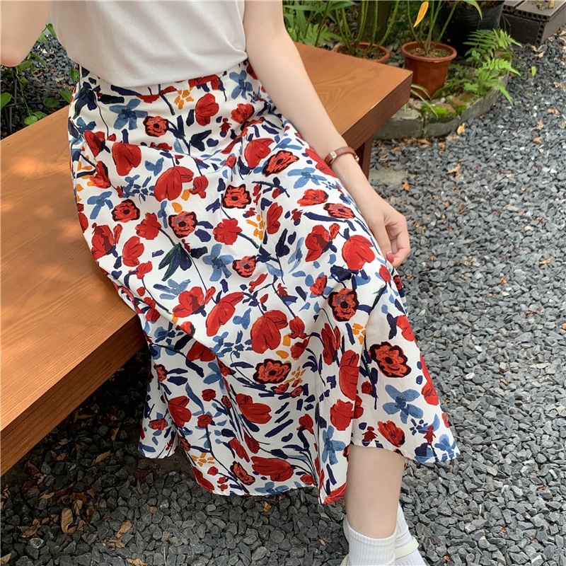 SUXI Chân Váy Chữ A Họa Tiết Hoa Thời Trang