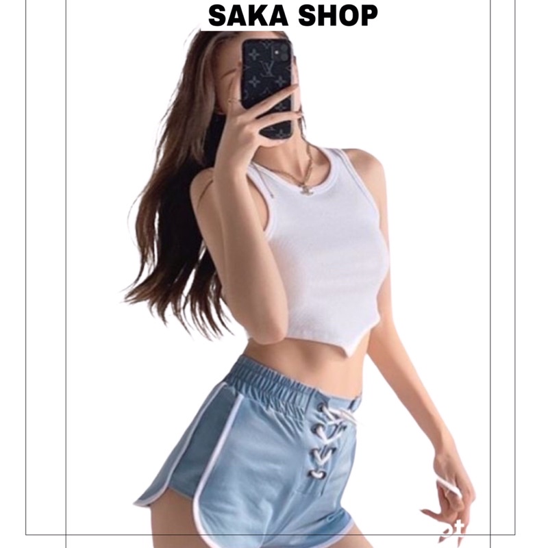 Áo croptop ba lỗ trơn nữ lai nhọn nhiều màu thời trang