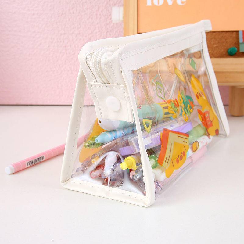 ⭐ iLado ⭐  Túi đựng bút trong suốt cute túi nilong/PVC stickers túi zip nhỏ hộp vải đựng đồ Hộp đựng hộp bút hologram bút cute bọc zip tiểu an văn phòng phẩm Đa Dụng túi đựng đồ dùng cá nhân hình