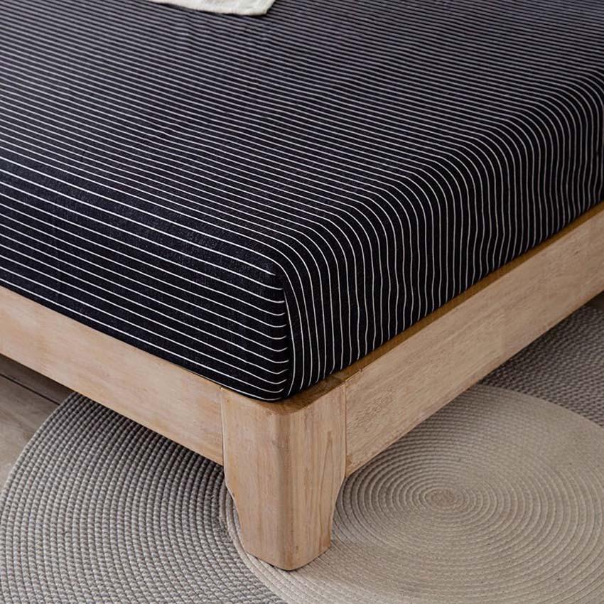 Bộ ga gối cotton tici kẻ lidaco kẻ ngang nền đen
