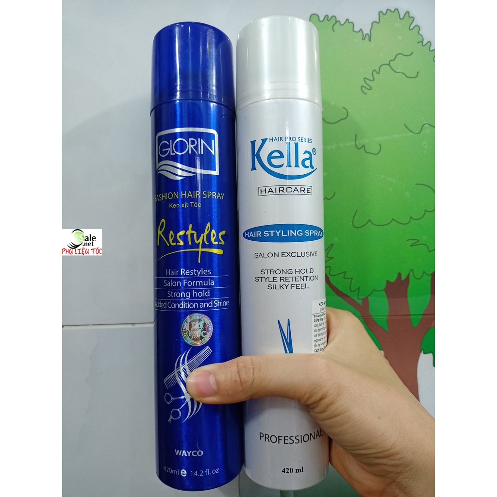 1 chai Keo xịt cứng tóc Glorin - Kella dùng để cố định tóc trang điểm dự tiệc, trang điểm cô dâu