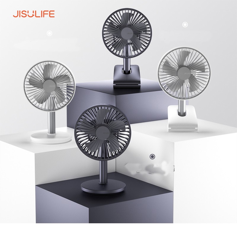 Quạt mini để bàn  tích điện Jisulife F7B, xoay 360 độ, 4 cấp gió, hoạt động 10 giờ liên tục | BigBuy360 - bigbuy360.vn