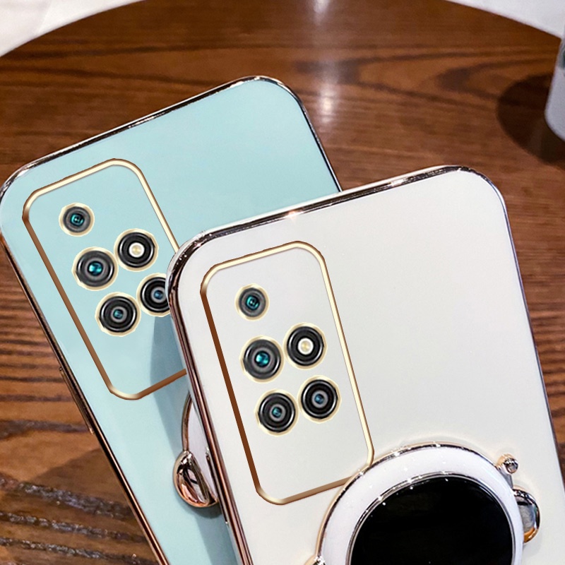 Ốp lưng Giá đỡ phi hành gia mạ vàng sang trọng Giá đỡ tích hợp Vỏ mềm Tương thích với Cho XIAOMI Redmi Note 11 11T PRO 11TPRO 11S 11R 11EPRO 10 10T Ốp silicon TPU màu trơn đơn giản case