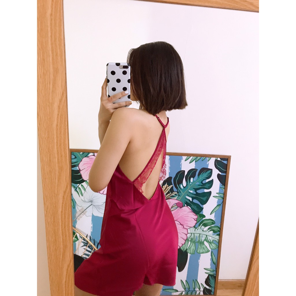 Dưới 60kg [LL190]Váy ngủ lụa satin Quảng Châu - Đầm ngủ sexy phi lụa phối ren - Cô chủ nhỏ chuyên sỉ | BigBuy360 - bigbuy360.vn