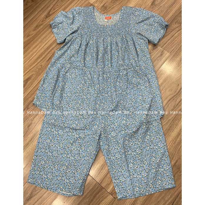 [SIZE 40-75KG] Đồ bộ lửng mặc ở nhà cho mẹ Bầu hoa maxi cao cấp thoáng mát mềm dễ thương có lưng thun điều chỉnh bụng