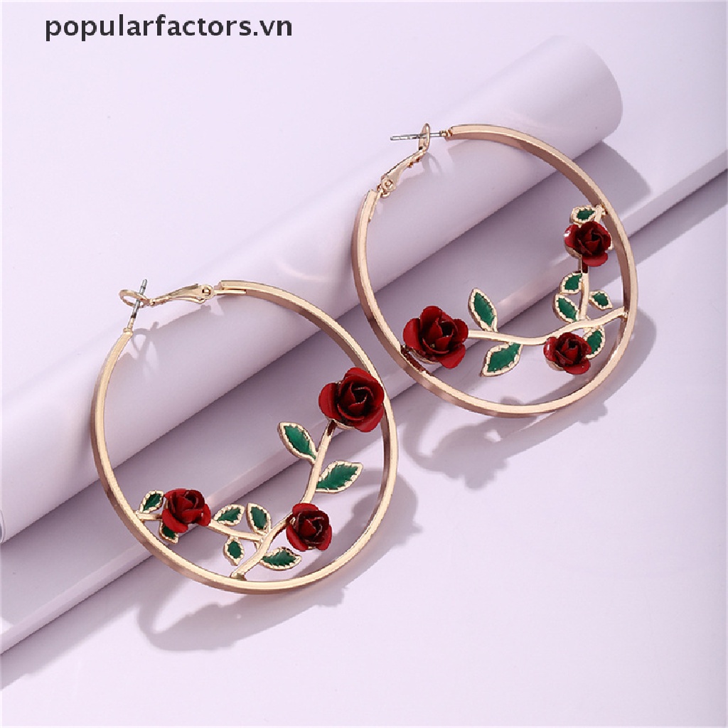 Đôi Bông Tai Khoen Tròn Phối Hoa Thời Trang Cho Nữ