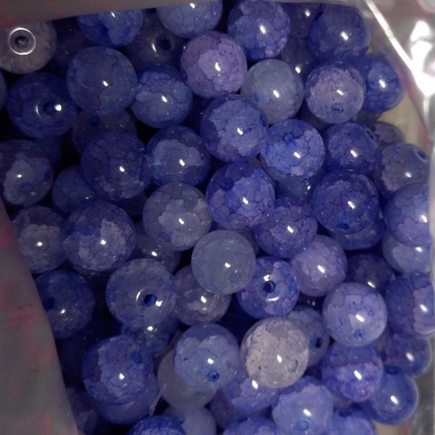 1 viên hạt đá rạn, đá nứt size 10mm màu tim xanh làm vòng tay handmade