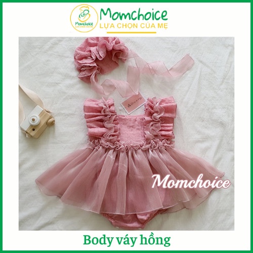 Bodysuit cho bé gái❤️ FREESHIP ❤️ BODY váy trẻ em kèm mũ từ ss -13kg chất xốp phối tơ