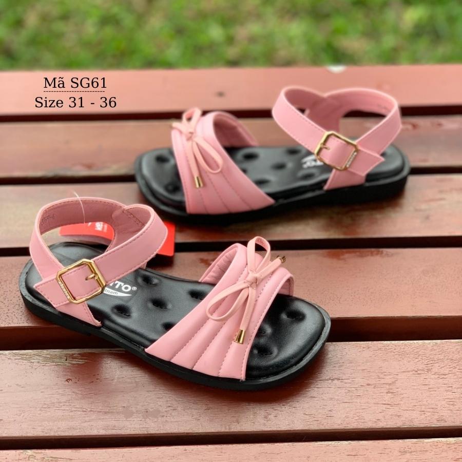 Dép quai hậu bé gái màu hồng KENTO sandal thời trang da mềm cao cấp chống trơn trượt phù hợp cho trẻ em 6 - 12 tuổi SG61