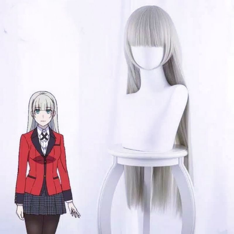 [Sẵn] Wig/tóc giả cosplay Kirari Momobami thả tóc - Học viện đỏ đen: Kakegurui màu trắng bạc [Miu Cosplay]