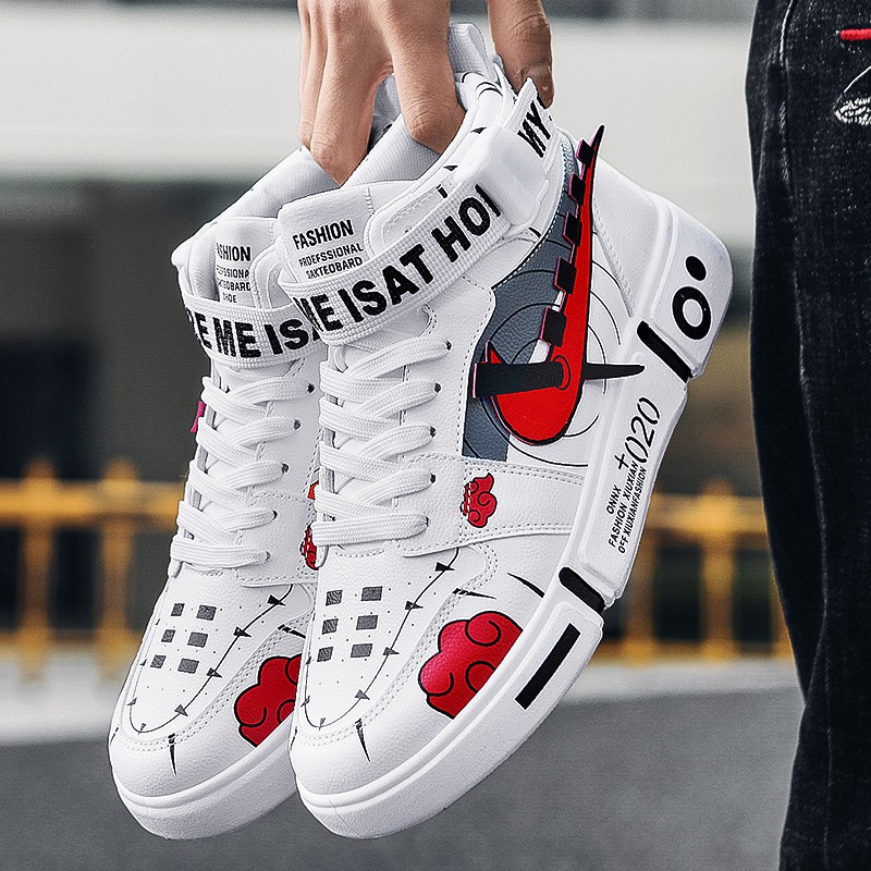 Giày Sneaker Nam Cổ Cao Thoải Mái Trọng Lượng Nhẹ Họa Tiết Akatsuki Naruto Đẹp Trai
