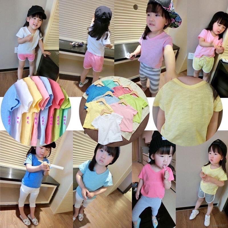 Áo Phông Cổ Tim Cho Bé 8-18kg Chất Cotton Mềm Mát