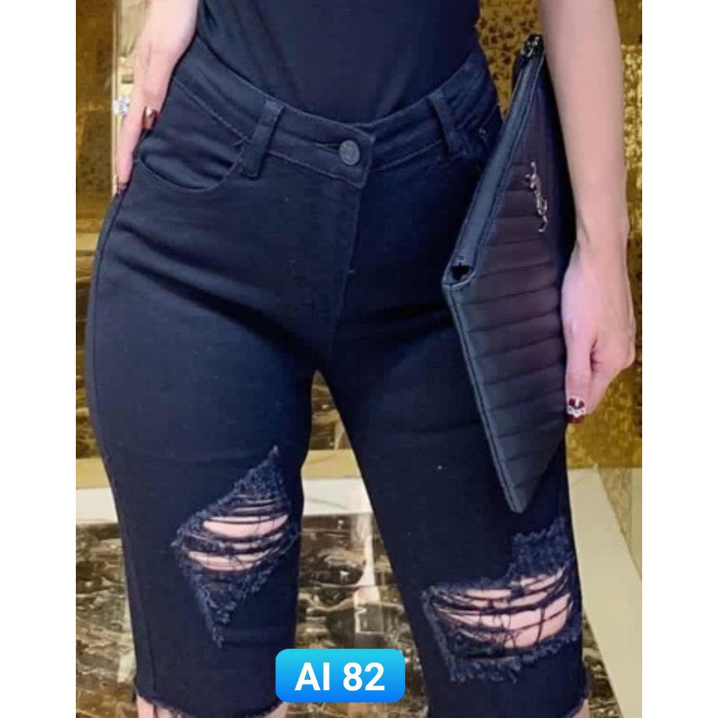 quần kaki lửng co dãn cực đẹp phối rách nhẹ cá tính hot hit