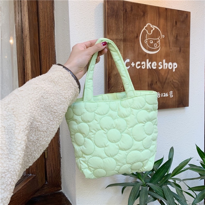 Túi Vải Đựng Hộp Cơm Trưa Xách Tay Họa Tiết Hoa Nhỏ Dễ Thương