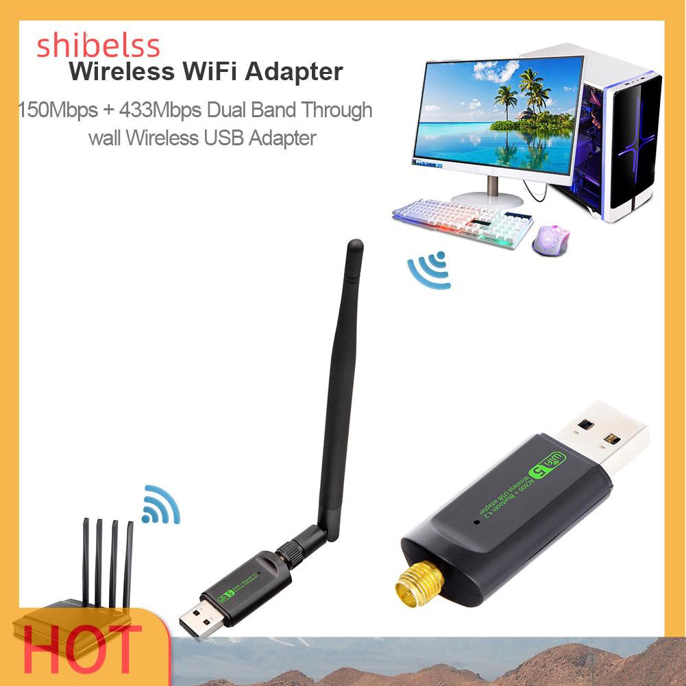 Shibelss 600Mbps Wireless Network Card USB WiFi Adapter LAN with Bluetooth RTL8821