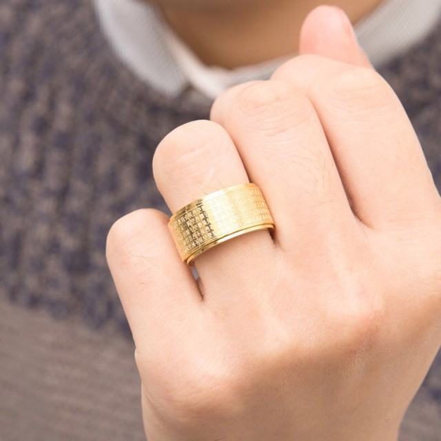 Suxinjewelry/Nhẫn xoay thép titan nam và nữ,phong cách Phật giáo